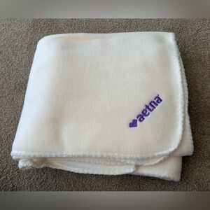 NWT Aetna Cream Blanket with Purple Logo Throw Blanket Travel Blanket Camping